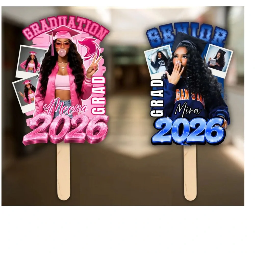 Custom Photo Graduation Fans Graduation Favor Set‎ of 4